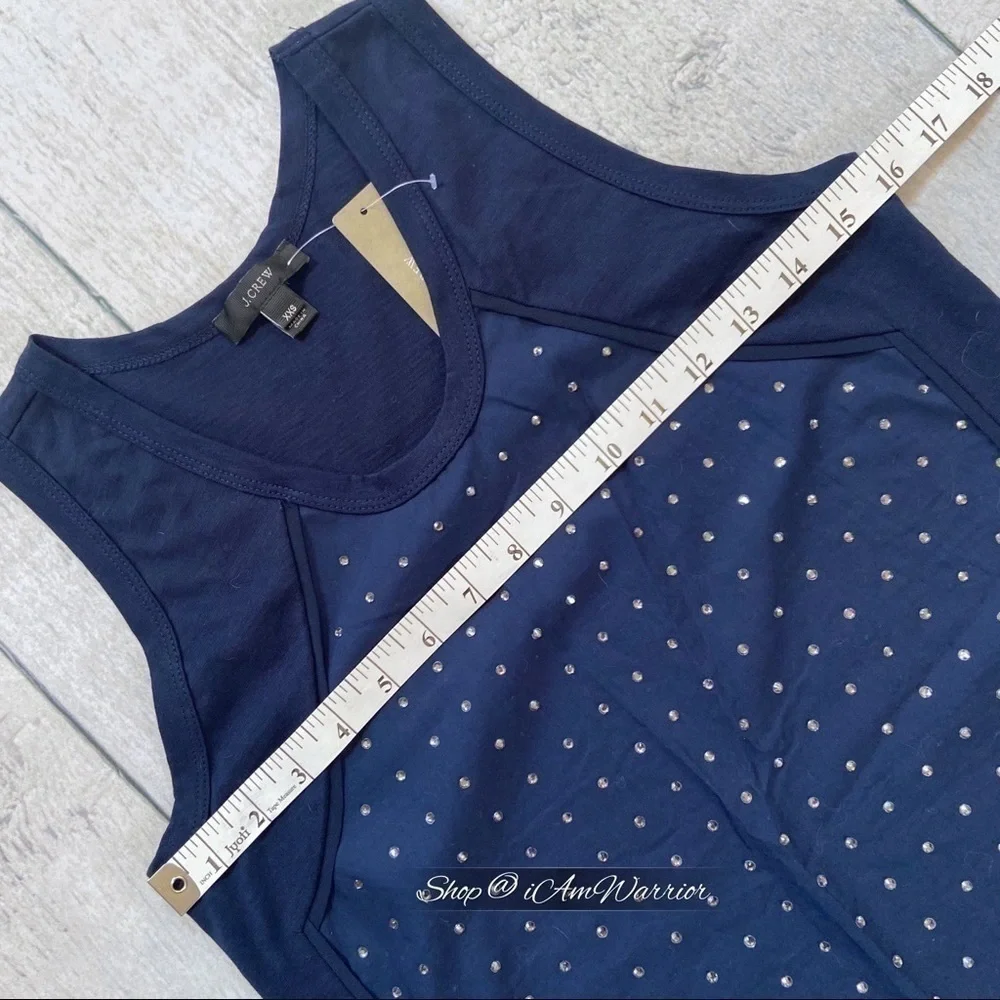 J.Crew NWT navy crystal studded sleeveless top *shop@iamwarrior